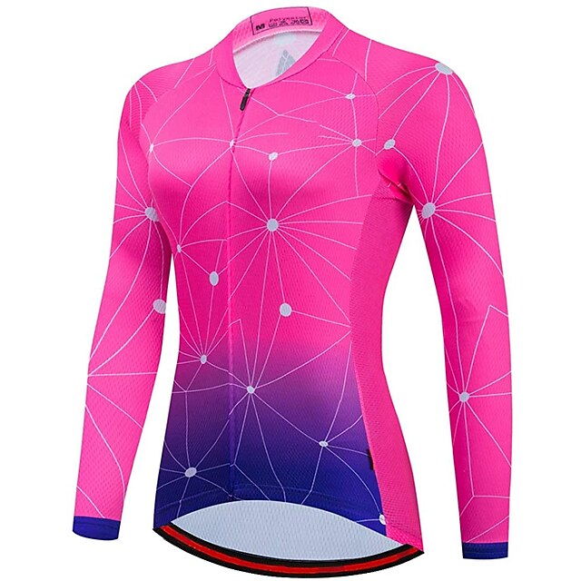  21Grams® Women's Cycling Jersey Long Sleeve Spandex Polyester Rose Red Gradient Funny Bike Mountain Bike MTB Road Bike Cycling Top Breathable Quick Dry Moisture Wicking Sports Clothing Apparel