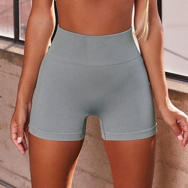  Women's Athleisure Sports Sporty Active Shorts Short Pants Stretchy Casual Sports Solid Color High Waist Outdoor Sports Blue Black Beige Coffee S M L