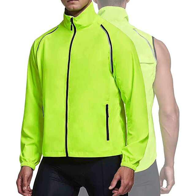  Men's Long Sleeve Cycling Jacket Mountain Bike MTB Road Bike Cycling Winter Orange red Black Green Bike Windproof Breathable Quick Dry Jacket Polyester Sports Solid Color Clothing Apparel
