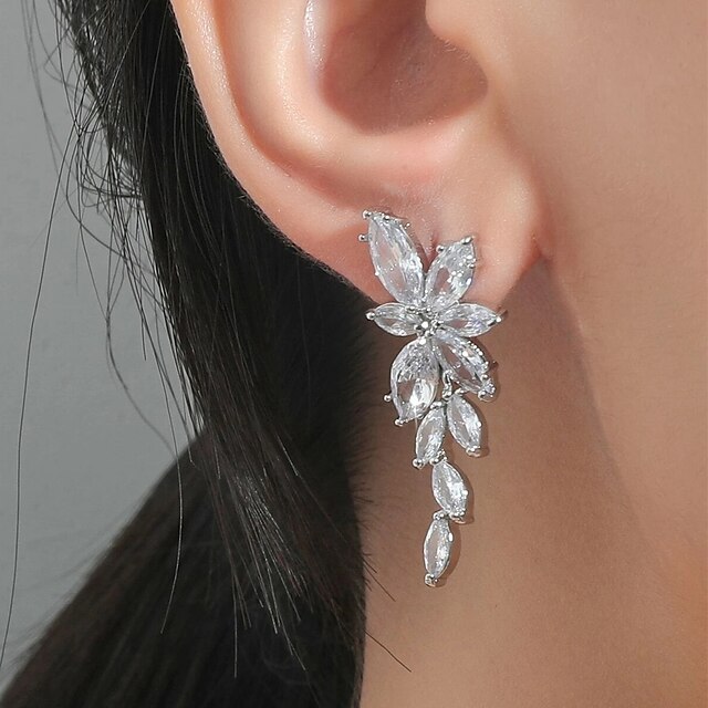  1 paire Boucle d'Oreille Pendantes Boucles d'Oreille Femme Cadeau Rendez-vous Promettre Imitation de diamant Alliage Anniversaire