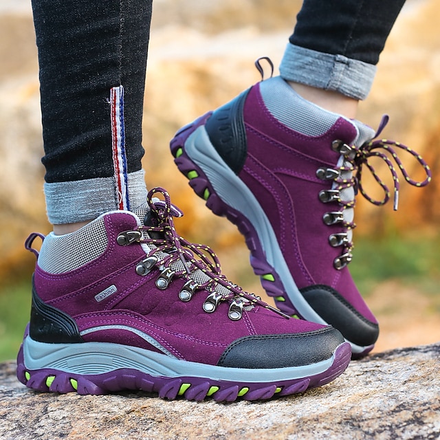  Women's Hiking Shoes Hiking Boots Anti-Slip Thermal Warm Comfortable Wear Resistance High-Top Non-slip Steel Buckle Outsole Pattern Design Camping / Hiking Hunting Fishing Leatherette Spring & Fall