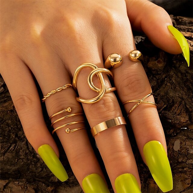  Ring Classic Gold Alloy Natural Fashion Holiday 1 set One Size / Women's