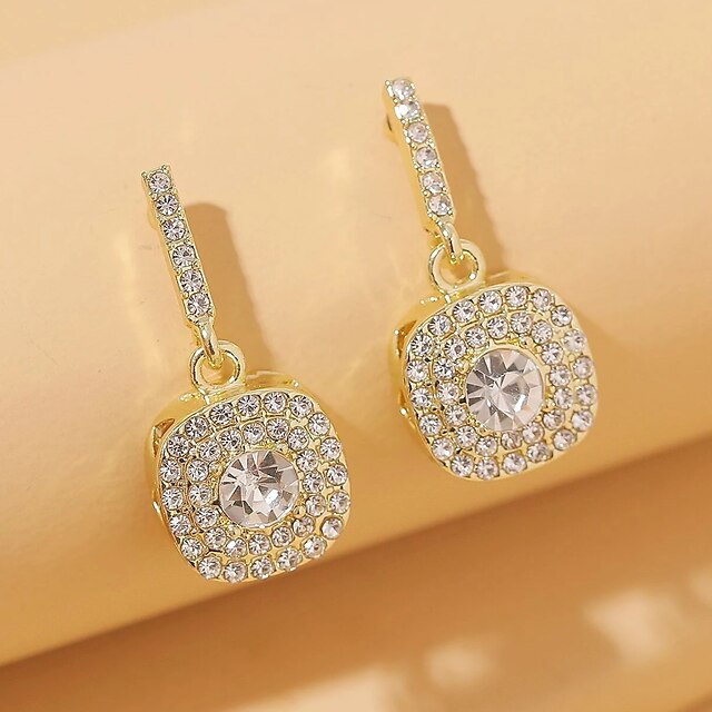  1 Pair Drop Earrings Earrings Women's Gift Formal Date Imitation Diamond Alloy Birthday