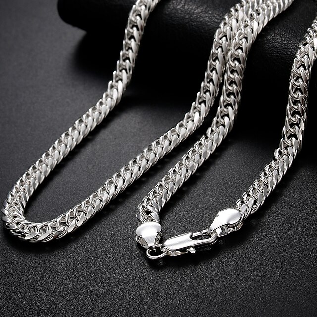  Chain Necklace Beaded Necklace Chains Men's Women's Geometrical Silver Plated Precious Cool Fashion Rock Silver 51 cm Necklace Jewelry 1pc for Geometric Christmas Wedding Street Daily Work