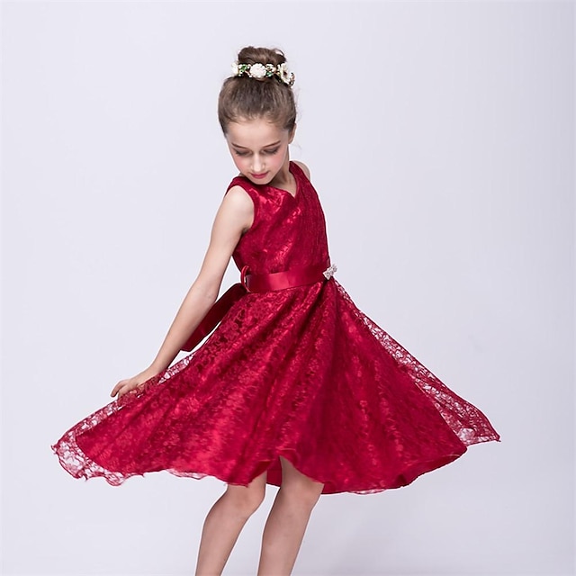  Elegant Lace A Line Party Dress for Girls