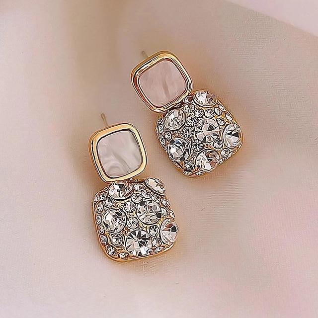  1 Pair Drop Earrings Earrings Women's Wedding Gift Date Classic Imitation Diamond Alloy Wedding Birthday