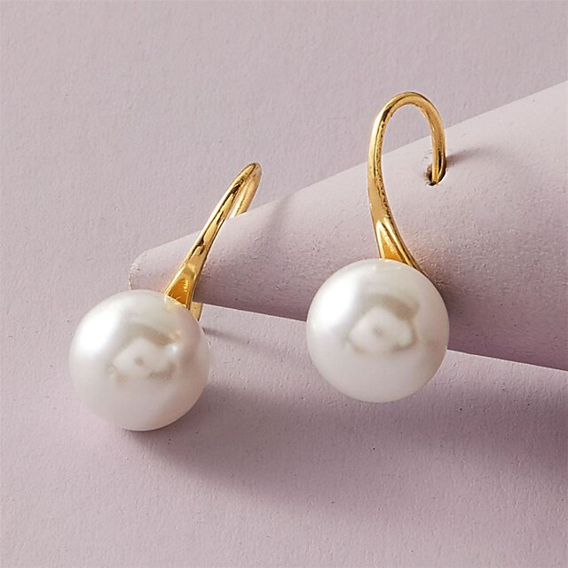  Women's Earrings Classic Stylish Fashion Modern Korean Sweet Imitation Pearl Earrings Jewelry White For Party Evening Gift Formal Beach Festival 1 Pair