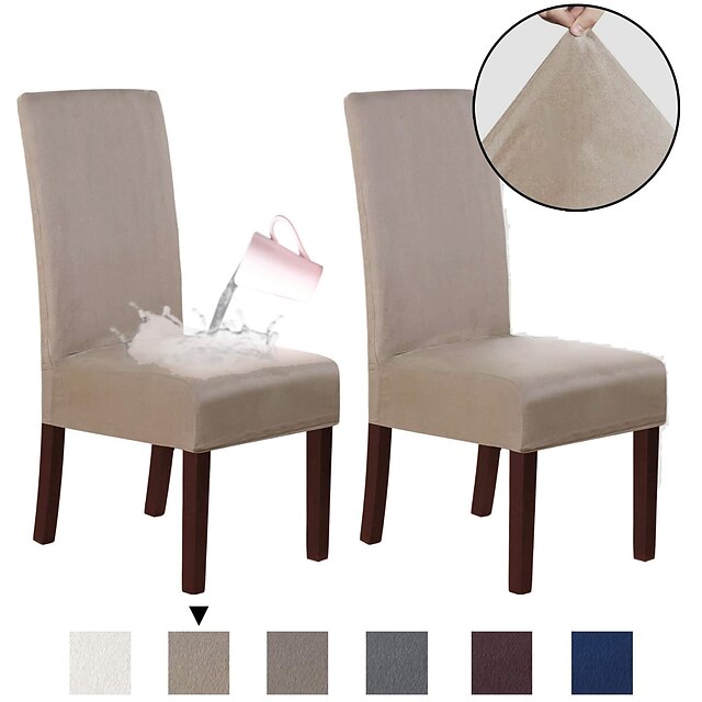  housse de chaise de salle à manger housse de siège de chaise extensible daim hydrofuge doux uni couleur unie durable lavable protecteur de meubles pour salle à manger fête