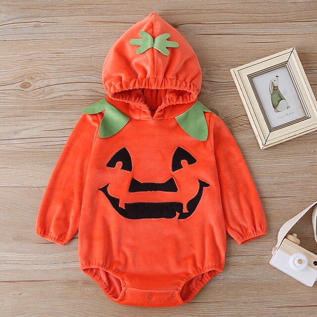  Une-Pièce bébé Unisexe Halloween basique Coton Imprimer Imprimer Manches Longues Rouge / L'autume