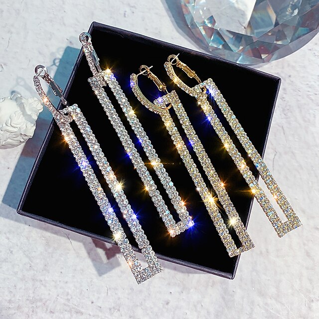  1 paire Boucles d'Oreille Boucles d'Oreilles en Cristal For Zircon Femme Fille Anniversaire Soirée Rendez-vous Géométrique Cuivre