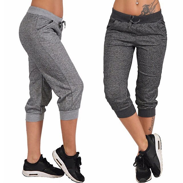  Women's Athleisure Sweatpants Joggers Bottoms Fitness Running Jogging Summer Breathable Soft Sport Gray Black