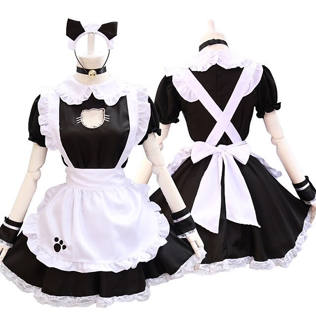  Inspired by Cosplay Maid Costume Anime Cosplay Costumes Japanese Cosplay Suits Dresses Dress Headwear Neckwear For Women's / Wristlet / Wristlet