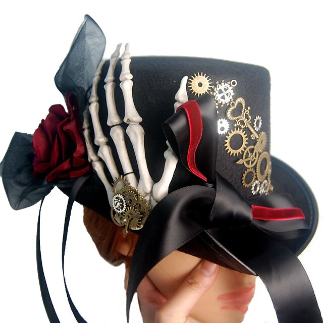  Per donna Cappello da festa Floreale Feste Halloween Mascherata Nero Con stampe Cappello / Autunno / Inverno / Vintage ▾
