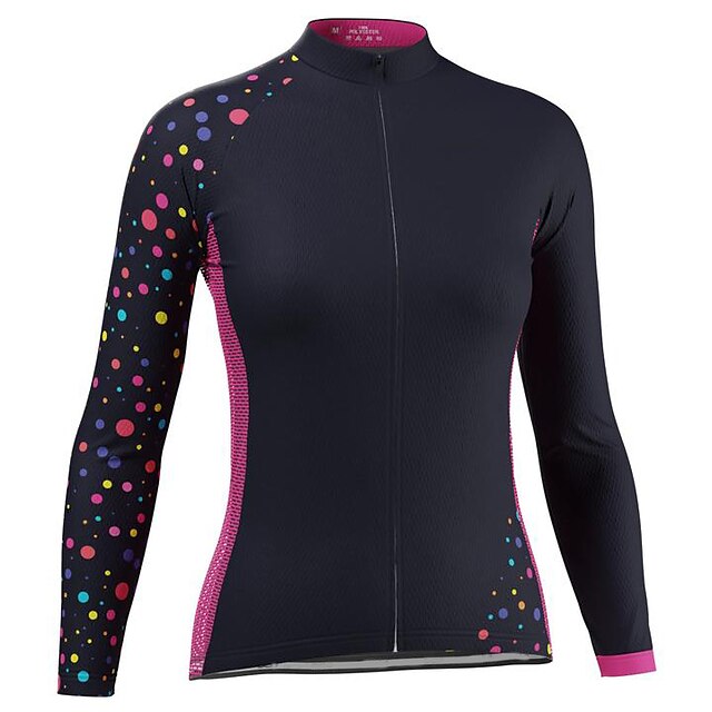  21Grams® Women's Cycling Jersey Long Sleeve Spandex Polyester Black Polka Dot Funny Bike Mountain Bike MTB Road Bike Cycling Top Breathable Quick Dry Moisture Wicking Sports Clothing Apparel