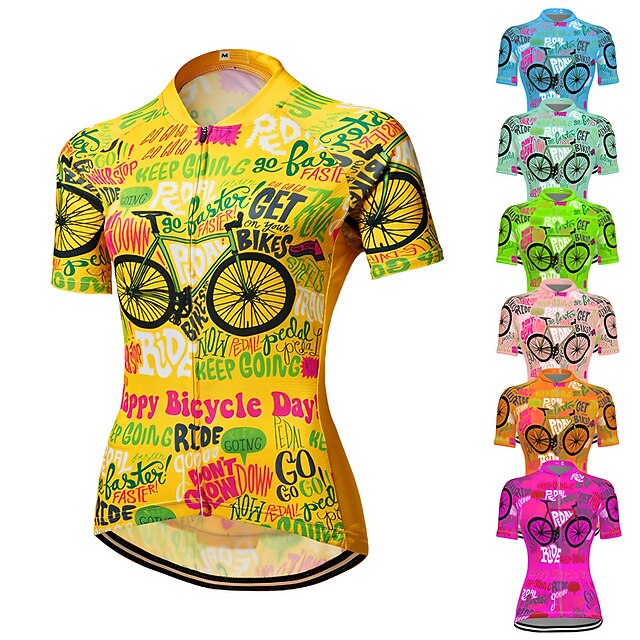 21Grams Mulheres Manga Curta Camisa para Ciclismo Moto Camisa / Roupas Para Esporte Blusas com 3 bolsos traseiros Secagem Rápida Respirável Pavio Humido Ciclismo de Montanha Ciclismo de Estrada Rosa