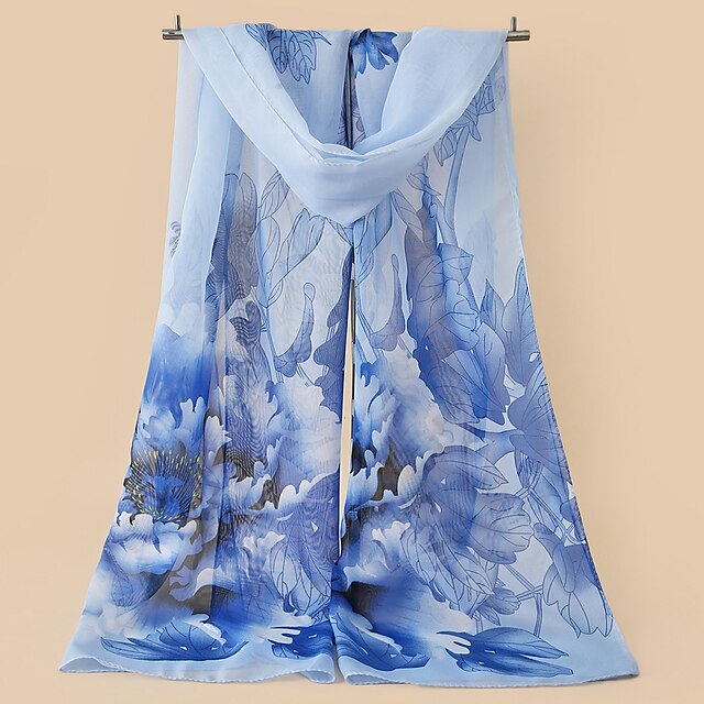  Per donna Sciarpe di chiffon Blu Multicolore Per eventi Da tutti i giorni Sciarpa Pop art / Chiffon / Per tutte le stagioni