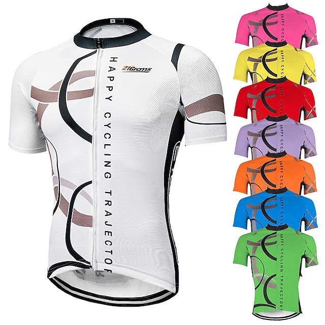  21Grams Men's Short Sleeve Cycling Jersey Bike Jersey Top with 3 Rear Pockets Breathable Ultraviolet Resistant Quick Dry Front Zipper Mountain Bike MTB Road Bike Cycling Green White Yellow Polyester