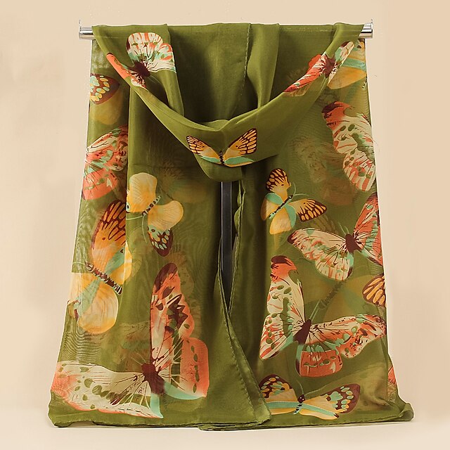 Écharpes en mousseline de soie Femme Vert Vacances Écharpe Graphique / Mousseline de soie / Toutes les Saisons