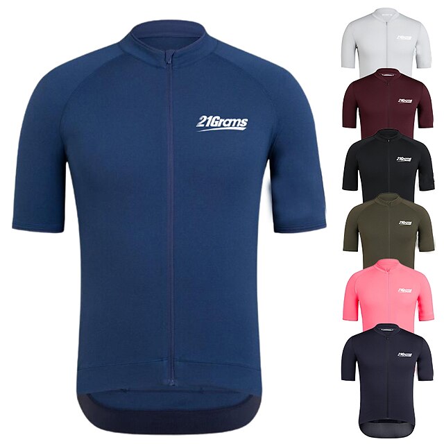  21Grams Men's Short Sleeve Cycling Jersey Bike Jersey Top with 3 Rear Pockets Breathable Quick Dry Moisture Wicking Mountain Bike MTB Road Bike Cycling Wine Red Black Pink Spandex Polyester Sports