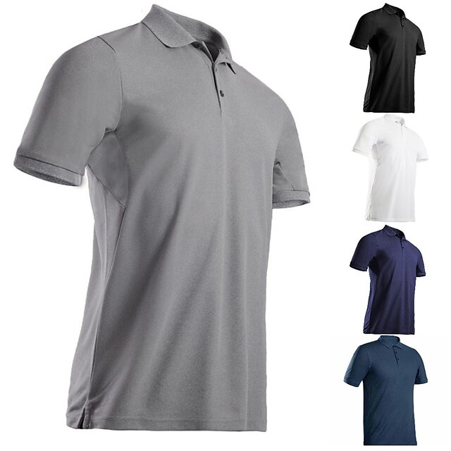  Men's Golf Shirt Tennis Shirt Black White Dark Navy Short Sleeve Lightweight T Shirt Top Slim Fit Golf Attire Clothes Outfits Wear Apparel