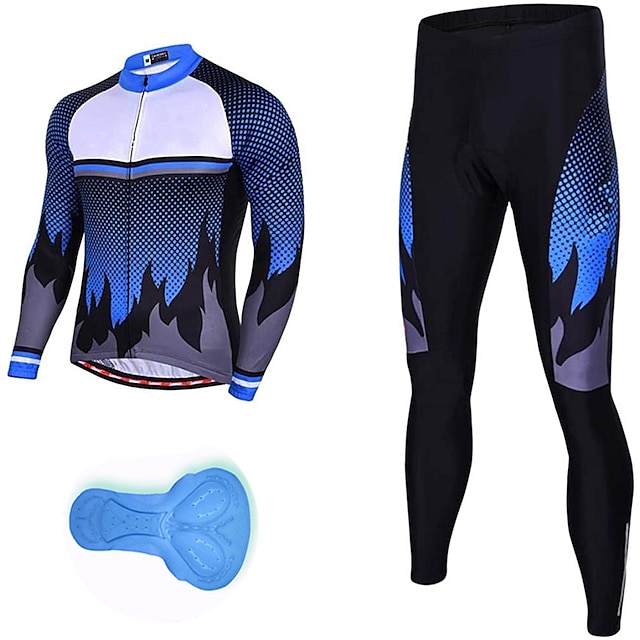  21Grams® Men's Cycling Jersey with Tights Long Sleeve Spandex Polyester Purple Green Orange Polka Dot Funny Bike 3D Pad Breathable Quick Dry Moisture Wicking Back Pocket Clothing Suit Sports Mountain