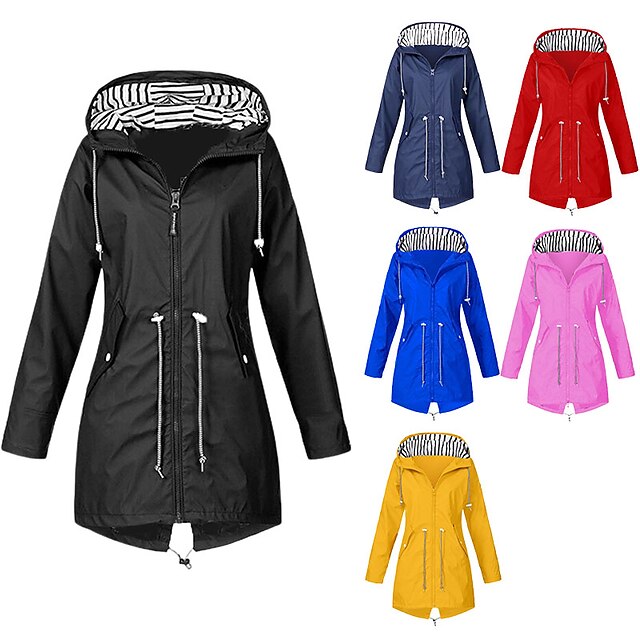  Women's Hoodie Jacket Rain Jacket Raincoat Outdoor Winter Waterproof Windproof Breathable Quick Dry Coat Top Nylon Camping / Hiking Hunting Blue Black Red
