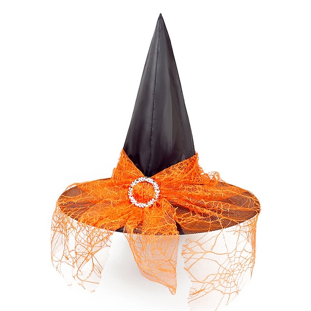  Mujer Moda Fiesta Víspera de Todos los Santos Mascarada Sombrero de fiesta Color puro Malla Negro Naranja Sombrero Portátil Cosplay / Otoño / Invierno / Vintage