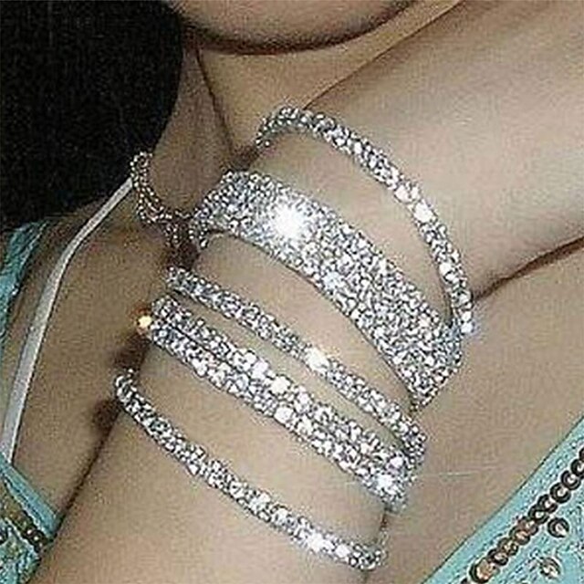  krystal stretch armbånd dame unikt design mode smykker sølv til bryllupsfest afslappet daglig maskerade forlovelsesfest sølvbelagt imiteret diamant forskellige samhusningsordninger