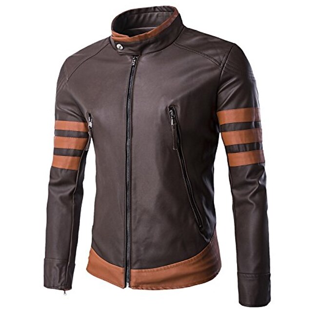  x men chaqueta de moto de cuero sintético vintage marrón uk xxl (asiático 5xl)