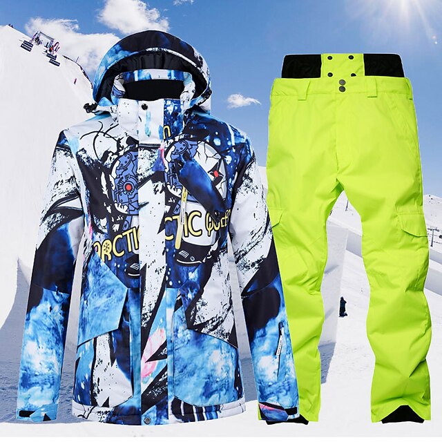  ARCTIC QUEEN Men's Waterproof Windproof Warm Breathable Ski Jacket with Pants Ski Suit Winter Clothing Suit for Skiing Snowboarding Winter Sports