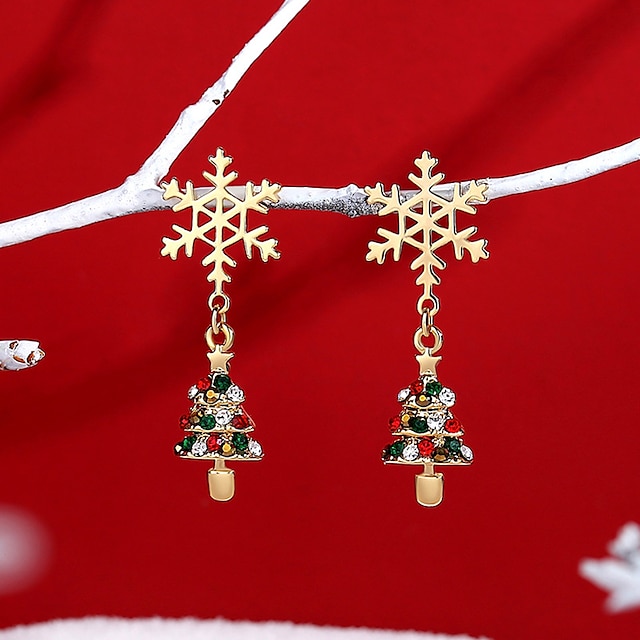  Women's Earrings Christmas Dainty Earring Christmas Tree / Gold / Red / Green / Fall / Winter