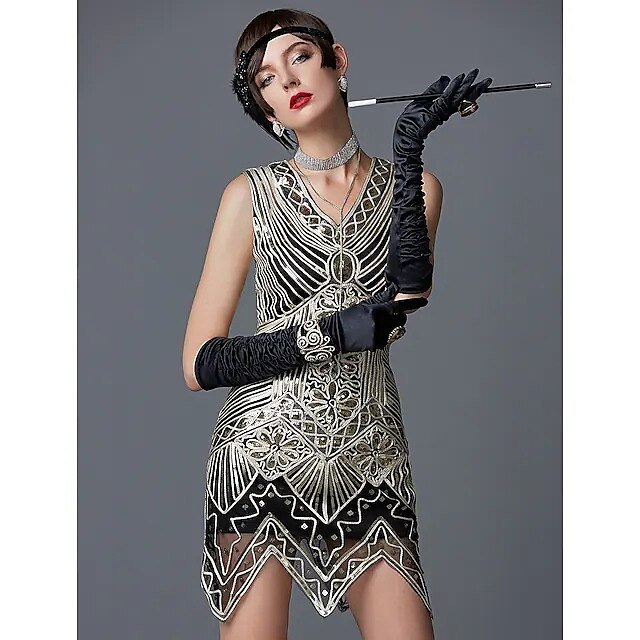  The Great Gatsby Charleston Roaring 20s 1920s Cocktail Dress Vintage Dress Flapper Dress Women's Costume Vintage Cosplay Sleeveless Party Homecoming Prom Mini Dress / Sequin