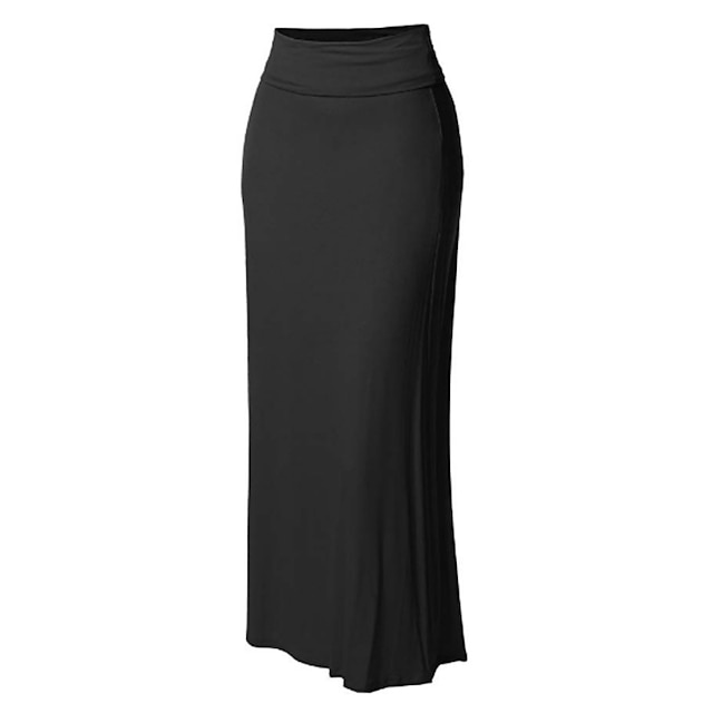  Women's Skirt Pencil Work Skirts Long Skirt Maxi Skirts Solid Colored Office / Career Holiday Summer Polyester Streetwear Basic Black White Red
