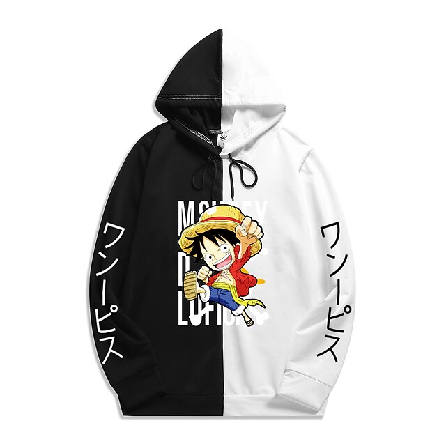  One Piece Monkey D. Luffy Hoodie Anime Cartoon Anime Harajuku Graphic Kawaii Hoodie For Couple's Men's Women's Adults' Hot Stamping