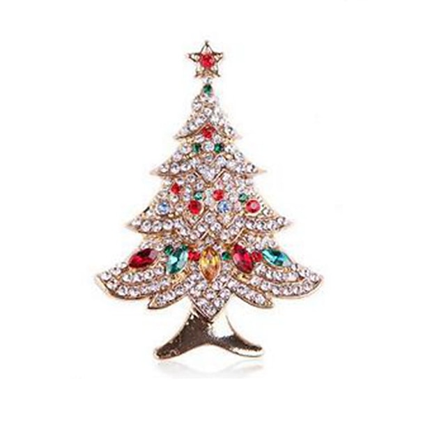  Mulheres Broches Árvore de Natal Clássico à moda Doce Broche Jóias Dourado Para Natal Diário