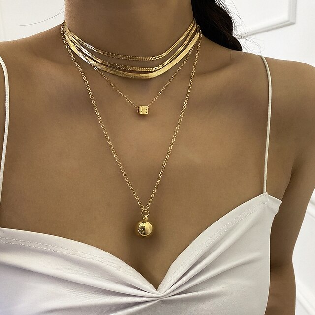  jewelry, personalized round ball pendant set item, creative dice mix  match snake bone chain necklace female