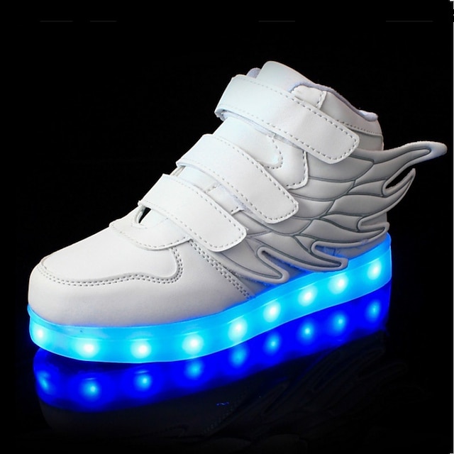  Boys' Sneakers LED LED Shoes USB Charging PU Wings Shoes Little Kids(4-7ys) Big Kids(7years +) Casual Outdoor Magic Tape LED Luminous White Black Red Fall Spring