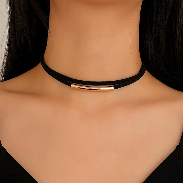  Choker Necklace Fabric Chrome Women's Double Layered Simple Fashion Vintage Cool Necklace For Wedding Street Daily / Torque