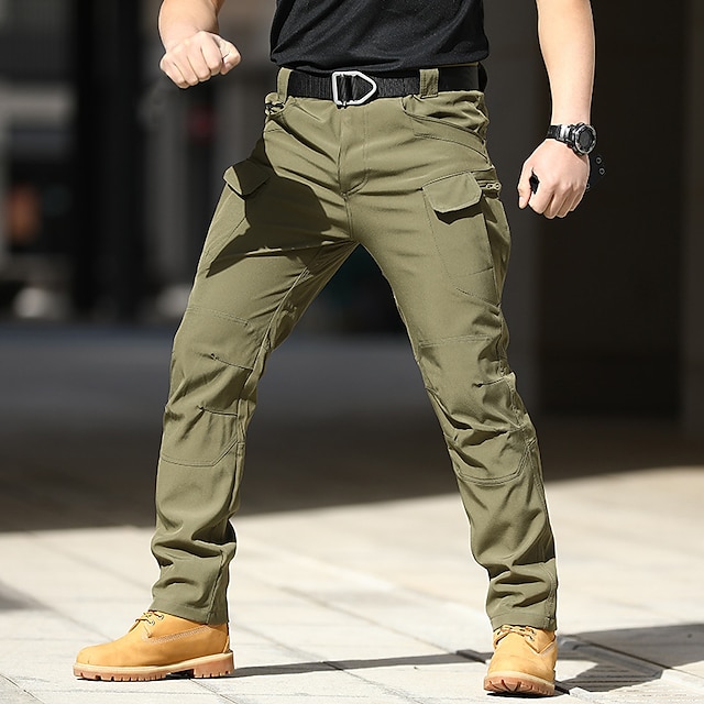  Men's Stylish Casual Classic Pocket Multiple Pockets Straight Pants Tactical Cargo Full Length Pants Micro-elastic Casual Daily Solid Color Mid Waist Comfort Outdoor Army Green Black Grey Khaki Brown