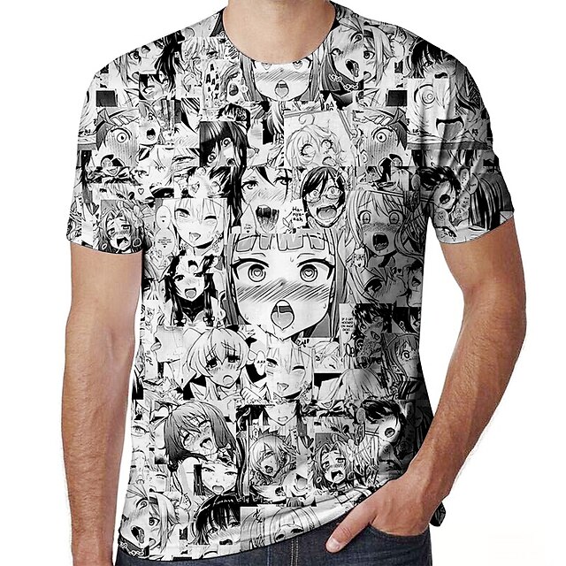  Ahegao Ahegao Traje Cosplay Japonesa/Curta Anime 3D Estampado Harajuku Arte Gráfica Para Homens Mulheres Adulto Regresso à Escola