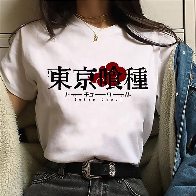  Inspireret af Tokyo Ghoul Kaneki Ken 100% Polyester T-shirt Anime Harajuku Grafisk Kawaii Anime T恤衫 Til Herre / Dame / Par