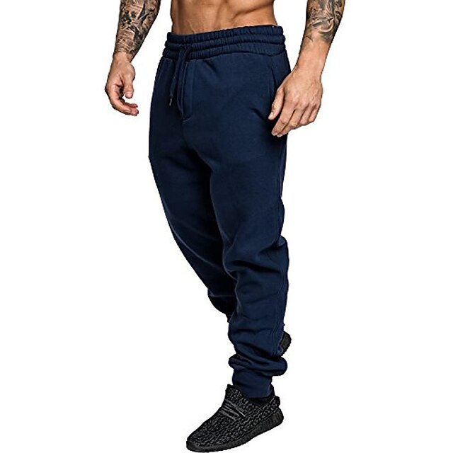  mens joggers sweatpants gym jogging tracksuit bottoms pants trousers solid color jogger pants sports outdoor spring fall navy xxl