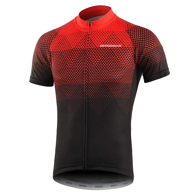  BERGRISAR Men's Short Sleeve Cycling Jersey Bike Jersey Top with 3 Rear Pockets Breathable Quick Dry Reflective Strips Back Pocket Mountain Bike MTB Road Bike Cycling Triathlon Green Gray Orange