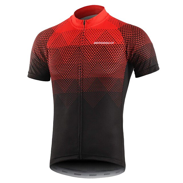  BERGRISAR Per uomo Manica corta Maglia da ciclismo Bicicletta Maglietta / Maglia Superiore con 3 tasche posteriori Traspirante Asciugatura rapida Strisce riflettenti Tasca posteriore Ciclismo da