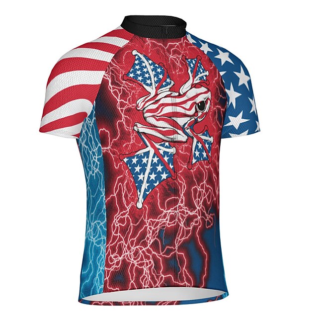  21Grams Men's Short Sleeve Cycling Jersey Bike Top with 3 Rear Pockets Breathable Quick Dry Moisture Wicking Mountain Bike MTB Road Bike Cycling Red Spandex Polyester American / USA Sports Clothing