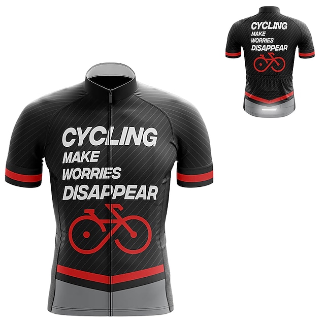  21Grams Men's Cycling Jersey Short Sleeve Bike Jersey Top with 3 Rear Pockets Breathable Quick Dry Moisture Wicking Mountain Bike MTB Road Bike Cycling Black Spandex Polyester Graphic Patterned Sports