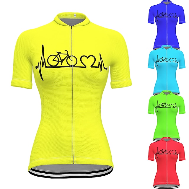  21Grams Femme Maillot Velo Cyclisme Cyclisme Tee-shirt Maillot Top avec 3 poches arrière Antidérapant Ecran Solaire Séchage rapide Respirable VTT Vélo tout terrain Vélo Route Vert Jaune Bleu Ciel
