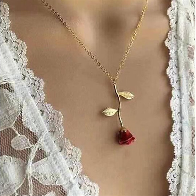  Chic & Modern Women's Rose Necklace in Gold Silver