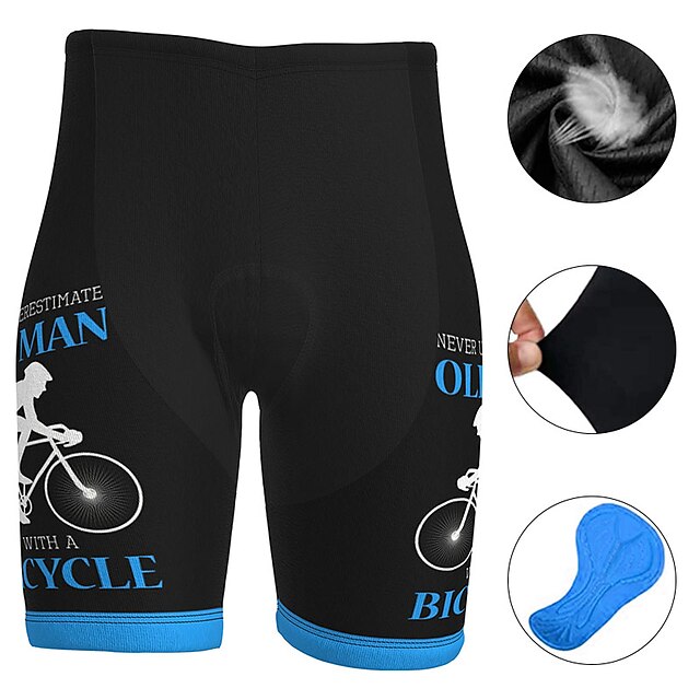  21Grams Men's Bike Shorts Cycling Shorts Bike Mountain Bike MTB Road Bike Cycling Shorts Pants Sports Graphic Patterned Old Man Black Green 3D Pad Breathable Quick Dry Spandex Polyester Clothing