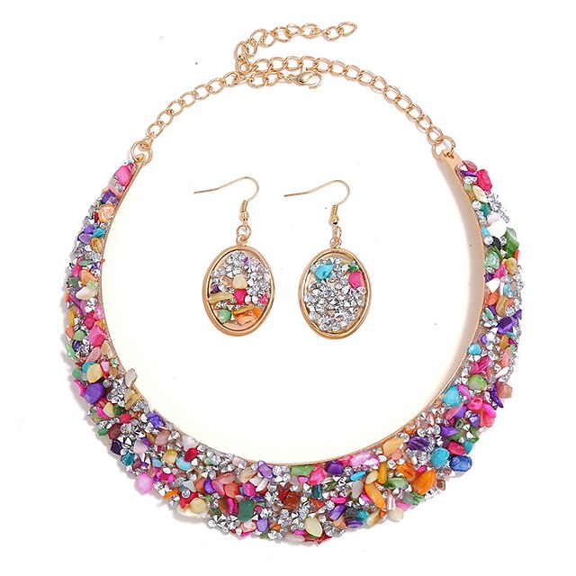  Women's Drop Earrings Necklace Classic Lucky Elegant Colorful Fashion Trendy Boho Rhinestone Earrings Jewelry Silver / Gold / Rainbow For Party Gift Daily Holiday Festival 3pcs